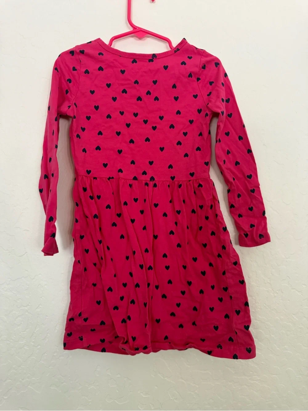 Carter's Hot Pink Long-Sleeve Dress with Black Heart Print